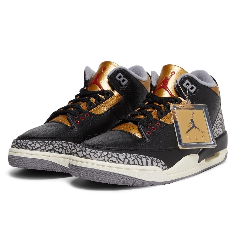 [CK9246-067] Air Jordan 3 Retro Mid Black Gold Cement Women's Size 9 W / 7.5 M - Picture 3 of 16